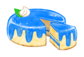 青いケーキのイラストが表示