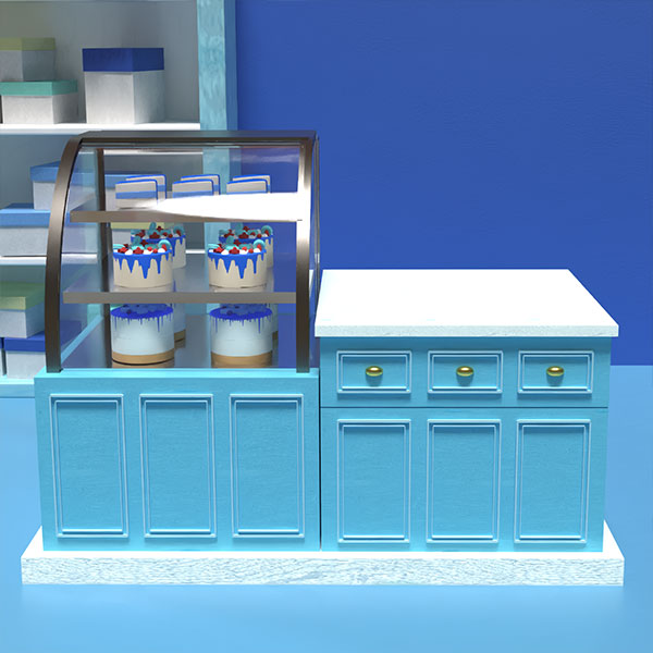 青いケーキ屋さんの内装