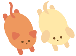 犬と猫が飛んでいる様子